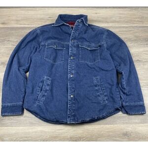 Craftsman Denim Shirt Shacket  Rugged Flannel Lined Blue Workwear Outdoor Men M